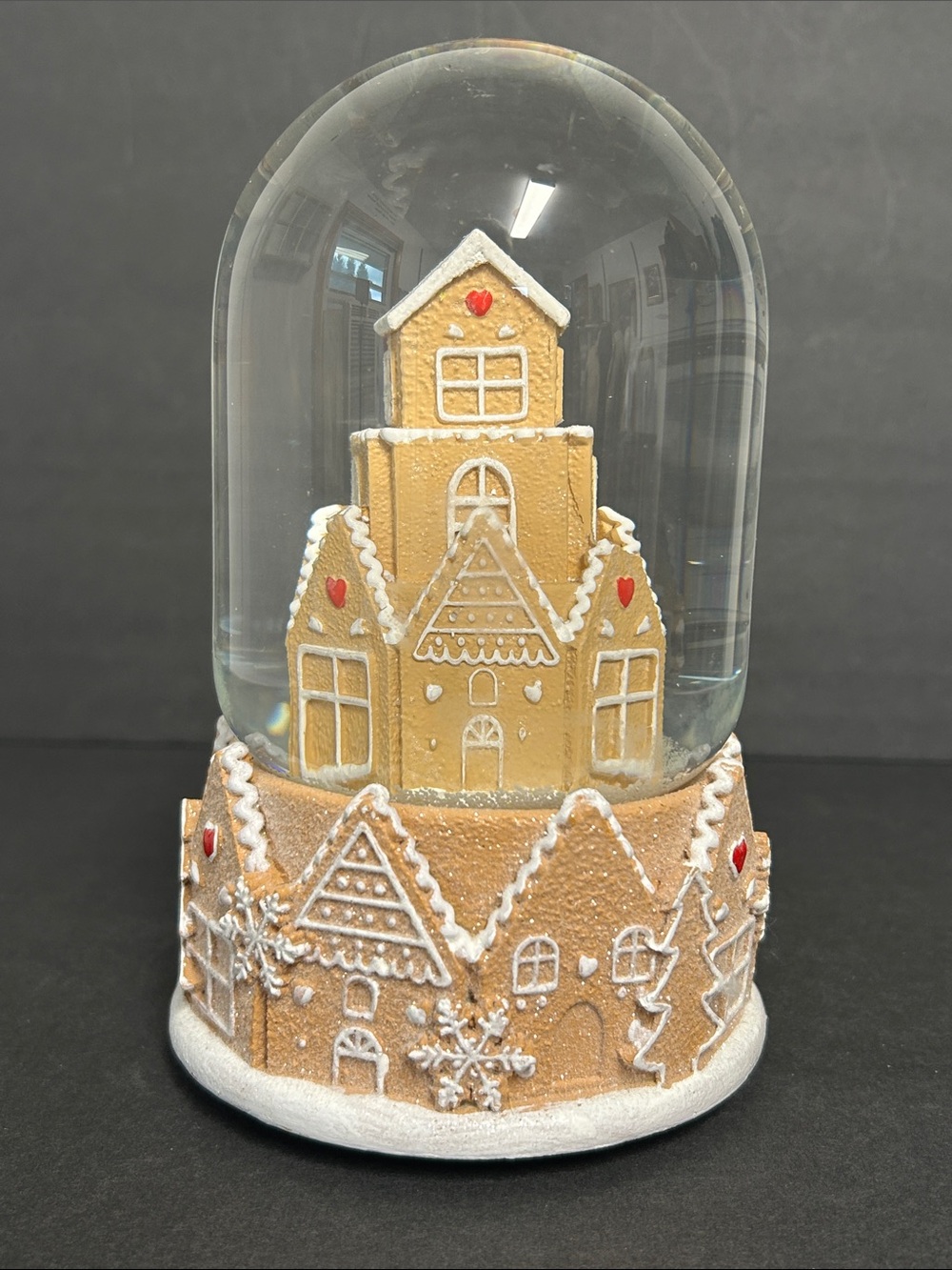 MoMA Designs Glass Gingerbread House Musical Snow Globe We Wish You A Merry Xmas